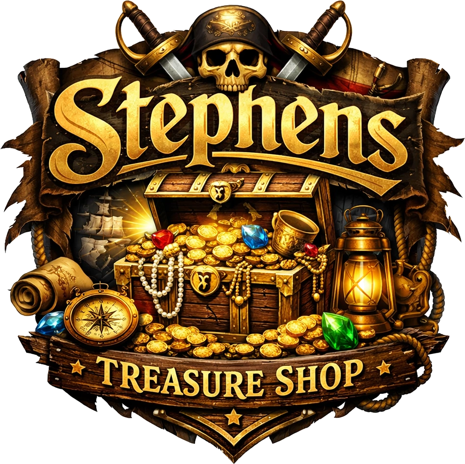 Stephens Treasure Shop pirate treasure logo